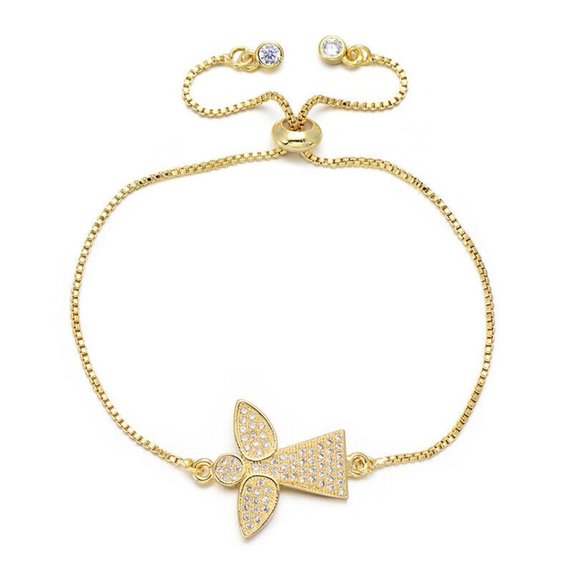 Bahati Jewelry - Guardian Angel Religious CZ Yellow Gold Bracelet